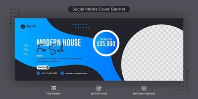 conception de modèle de bannière de couverture de médias sociaux immobiliers vecteur