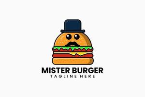 modèle plat moderne logo monsieur burger vecteur