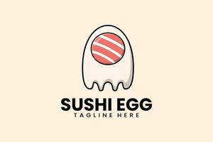 modèle moderne plat logo d'oeuf de mister sushi vecteur