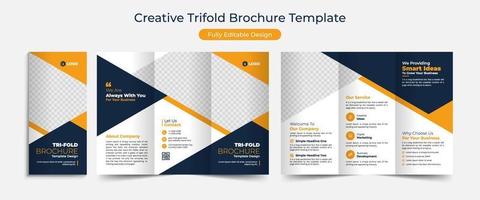 conception de modèle de brochure à trois volets d'entreprise créative, brochure à trois volets d'entreprise abstraite, conception de modèle de brochure vectorielle. conception de brochure, couverture, rapport annuel, affiche, dépliant à trois volets vecteur