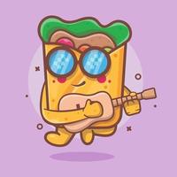 mascotte de personnage de nourriture burrito cool jouant de la guitare dessin animé isolé dans un style plat vecteur