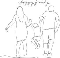 vecteur de famille heureuse en ligne continue, illustration