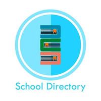 illustration du modèle de conception de logo du dérictoire de l'école. il y a des livres et c'est bon pour l'éducation vecteur