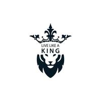 icône du logo tête de lion couronné roi vecteur