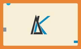 alphabet lettres initiales monogramme logo ak, ka, a et k vecteur