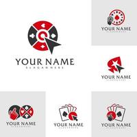 ensemble de modèle vectoriel de logo de poker de clic, concepts de conception de logo de poker créatif