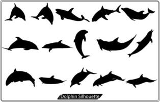 dauphins graphiques icônes définies silhouette libre vecteur