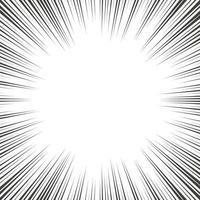 lignes radiales de manga comiques avec effet de vitesse pour les bandes dessinées. fond d'explosion noir et blanc. lueur de souffle de rayon flash. cadres vectoriels. vecteur