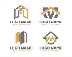 ensemble de logo de bâtiment lettre m moderne. logo immobilier vecteur