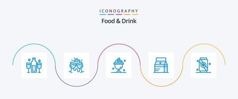 pack d'icônes bleues de nourriture et de boisson 5, y compris la nourriture. bouteille. boire. l'été vecteur