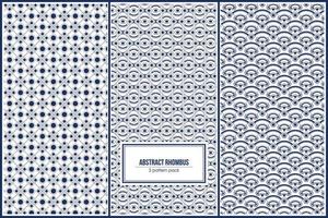 pack de trois motifs de losange abstrait bleu vecteur
