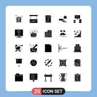 pack d'interface utilisateur de 25 glyphes solides de base d'éléments de conception vectoriels modifiables de squelette de main de salon de partage vidéo vecteur