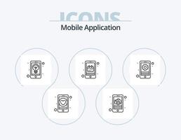 pack d'icônes de ligne d'application mobile 5 conception d'icônes. interface. en ligne. application. musique. application vecteur