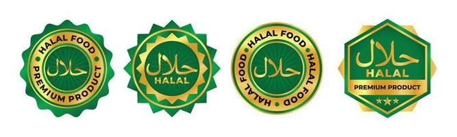 nourriture halal et vecteur de logo d'insigne de produit avec la couleur verte et or