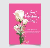 salutations roses le jour de la saint-valentin. conceptions pour les modèles de bannières et d'affiches vecteur