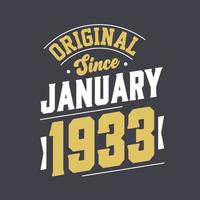 original depuis janvier 1933. né en janvier 1933 anniversaire vintage rétro vecteur