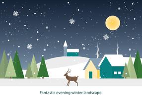 Gratuit Design plat Vector Paysage d'hiver