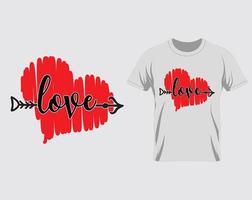 coeur amour happy valentine's day t shirt design vecteur