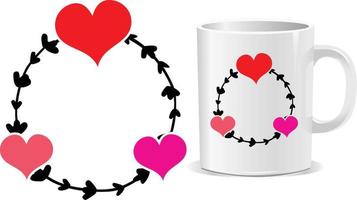 coeur cercle happy valentine's day mug design vector