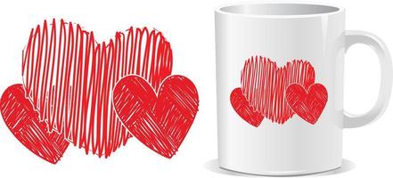 vecteur de conception de tasse coeur happy valentine's day