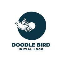 lettre o doodle oiseau création de logo vectoriel initial