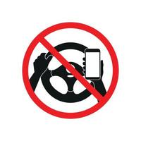 pas de conduite et de téléphone à l'aide d'un signe vectoriel isolé sur fond blanc