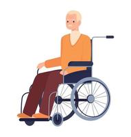 vieil homme assis sur un fauteuil roulant vecteur