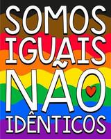 affiche d'illustration de la fierté lgbt en portugais .translation - nous sommes égaux, pas identiques. vecteur