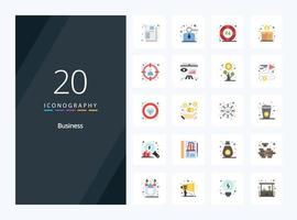 20 icône de couleur plate d'affaires pour la présentation vecteur