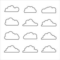 ensemble d'icônes vectorielles nuage noir symbole météo silhouette style plat nuages illustration vectorielle vecteur