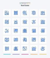pack d'icônes bleu immobilier créatif 25 tel que l'immobilier. carte. domicile. emplacement. recherche vecteur