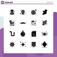 pack de glyphes solides de 16 symboles universels de magasin hipster seo ecommerce irlande éléments de conception vectoriels modifiables vecteur