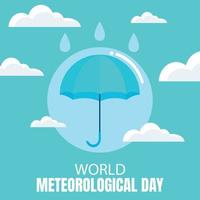illustration graphique vectoriel des gouttes de pluie tombent sur le parapluie, montrant des nuages, parfait pour la journée internationale, la journée météorologique mondiale, célébrer, carte de voeux, etc.