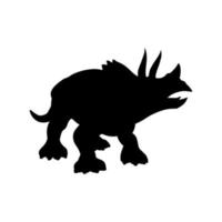 silhouette réaliste noire d'un dinosaure sur fond blanc. tricératops. illustration vectorielle vecteur