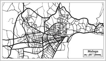 carte de la ville de malaga espagne dans un style rétro. carte muette. vecteur