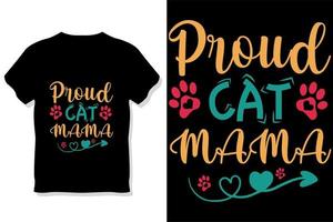 typographie de chat ou conception de t-shirt maman chat fier vecteur