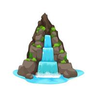cascade de dessin animé et cascade d'eau tombent du rocher vecteur