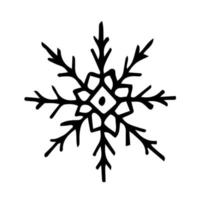 flocon de neige de griffonnage. élément d'hiver vecteur dessiné à la main isolé sur fond blanc.