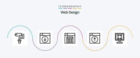 pack d'icônes de la ligne de conception Web 5, y compris l'application. la toile. application. en haut. Date vecteur