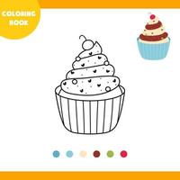 livre de coloriage pour enfants, illustration vectorielle, cupcake linéaire, sur fond blanc vecteur