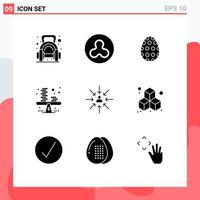 interface mobile glyphe solide ensemble de 9 pictogrammes d'éléments de conception vectoriels modifiables de solde d'argent de décoration de profit de candidat vecteur