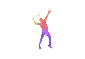 Joueur de badminton jeune homme en silhouette isolé vecteur