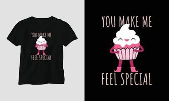 tu me fais me sentir spécial - conception de t-shirt de typographie de la Saint-Valentin avec coeur, chat et citations de motivation vecteur