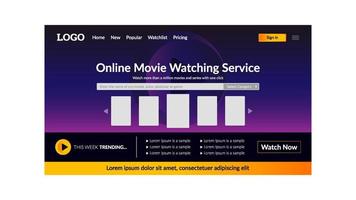 modèle de page de destination du service de streaming de films vecteur