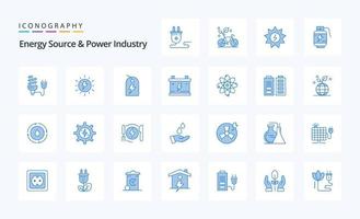 pack d'icônes bleues de 25 sources d'énergie et de l'industrie de l'énergie vecteur