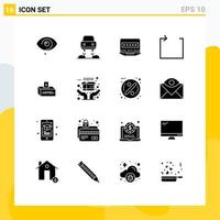 groupe de 16 signes et symboles de glyphes solides pour les pots-de-vin électoraux ordinateur portable répétition flèche éléments de conception vectoriels modifiables vecteur