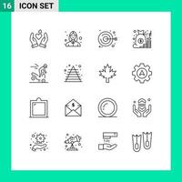16 icônes créatives signes et symboles modernes d'accident argent caillot gestion compte éléments de conception vectoriels modifiables vecteur