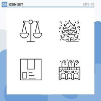 ligne d'interface mobile ensemble de 4 pictogrammes de paquet d'équilibre noël livrer expédition éléments de conception vectoriels modifiables vecteur