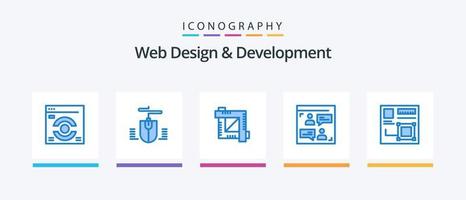 pack d'icônes bleues de conception et de développement web 5, y compris numérique. le navigateur. outil de conception. de l'art. utilisateur. conception d'icônes créatives vecteur