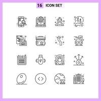 16 icônes créatives signes et symboles modernes de don de la main marketing profil de charité éléments de conception vectoriels modifiables vecteur